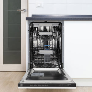ZLINE Tallac Autograph Edition 18-Inch Top Control Built-In Dishwasher, White Matte Panel, Polished Gold Handle, 51 dBA, DWVZ-WM-18-G
