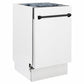 ZLINE Tallac Autograph Edition 18-Inch Top Control Built-In Dishwasher, White Matte Panel, Matte Black Handle, 51 dBA, DWVZ-WM-18-MB