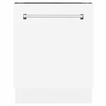ZLINE Tallac 24-Inch Top Control Built-In Dishwasher, White Matte Panel, Traditional Handle, 51 dBA, DWV-WM-24