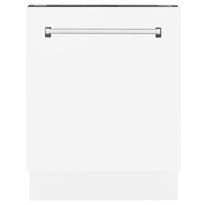 ZLINE Tallac 24-Inch Top Control Built-In Dishwasher, White Matte Panel, Traditional Handle, 51 dBA, DWV-WM-24