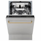 ZLINE Tallac Autograph Edition 18-Inch Top Control Built-In Dishwasher, Stainless Steel Panel, Champagne Bronze Handle, 51 dBA, DWVZ-304-18-CB