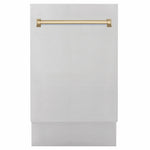 ZLINE Tallac Autograph Edition 18-Inch Top Control Built-In Dishwasher, Stainless Steel Panel, Champagne Bronze Handle, 51 dBA, DWVZ-304-18-CB