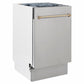 ZLINE Tallac Autograph Edition 18-Inch Top Control Built-In Dishwasher, Stainless Steel Panel, Champagne Bronze Handle, 51 dBA, DWVZ-304-18-CB