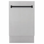 ZLINE Tallac Autograph Edition 18-Inch Top Control Built-In Dishwasher, Stainless Steel Panel, Matte Black Handle, 51 dBA, DWVZ-304-18-MB