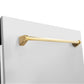 ZLINE Tallac Autograph Edition 24-Inch Top Control Built-In Dishwasher, Stainless Steel Panel, Polished Gold Handle, 51 dBA, DWVZ-304-24-G