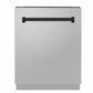 ZLINE Tallac Autograph Edition 24-Inch Top Control Built-In Dishwasher, Stainless Steel Panel, Matte Black Handle, 51 dBA, DWVZ-304-24-MB