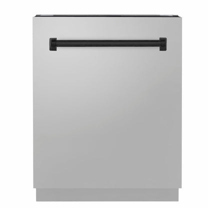 ZLINE Tallac Autograph Edition 24-Inch Top Control Built-In Dishwasher, Stainless Steel Panel, Matte Black Handle, 51 dBA, DWVZ-304-24-MB