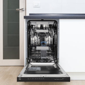 ZLINE Tallac Autograph Edition 18-Inch Top Control Built-In Dishwasher, Black Stainless Steel Panel, Champagne Bronze Handle, 51 dBA, DWVZ-BS-18-CB