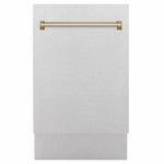 ZLINE Tallac Autograph Edition 18-Inch Top Control Built-In Dishwasher, Satin Stainless Steel Panel, Champagne Bronze Handle, 51 dBA, DWVZ-SN-18-CB