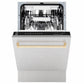 ZLINE Tallac Autograph Edition 18-Inch Top Control Built-In Dishwasher, Satin Stainless Steel Panel, Polished Gold Handle, 51 dBA, DWVZ-SN-18-G