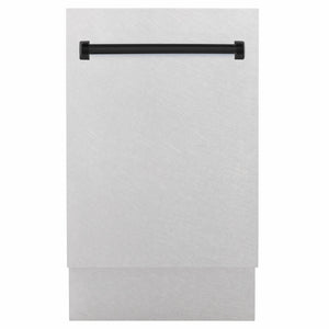 ZLINE Tallac Autograph Edition 18-Inch Top Control Built-In Dishwasher, Satin Stainless Steel Panel, Matte Black Handle, 51 dBA, DWVZ-SN-18-MB