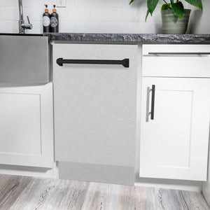 ZLINE Tallac Autograph Edition 18-Inch Top Control Built-In Dishwasher, Satin Stainless Steel Panel, Matte Black Handle, 51 dBA, DWVZ-SN-18-MB