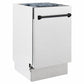 ZLINE Tallac Autograph Edition 18-Inch Top Control Built-In Dishwasher, Satin Stainless Steel Panel, Matte Black Handle, 51 dBA, DWVZ-SN-18-MB