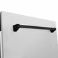ZLINE Tallac Autograph Edition 24-Inch Top Control Built-In Dishwasher, Satin Stainless Steel Panel, Matte Black Handle, 51 dBA, DWVZ-SN-24-MB