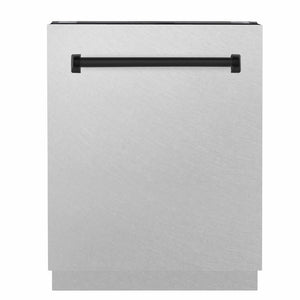 ZLINE Tallac Autograph Edition 24-Inch Top Control Built-In Dishwasher, Satin Stainless Steel Panel, Matte Black Handle, 51 dBA, DWVZ-SN-24-MB