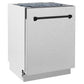 ZLINE Tallac Autograph Edition 24-Inch Top Control Built-In Dishwasher, Satin Stainless Steel Panel, Matte Black Handle, 51 dBA, DWVZ-SN-24-MB