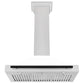 ZLINE 36" Autograph Edition Range Hood in DuraSnow® Stainless Steel with White Matte Shell and Black Handle, KB4SNZ-WM36-MB