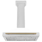 ZLINE 36" Autograph Edition Range Hood in DuraSnow® Stainless Steel with White Matte Shell and Champagne Bronze Handle, KB4SNZ-WM36-CB