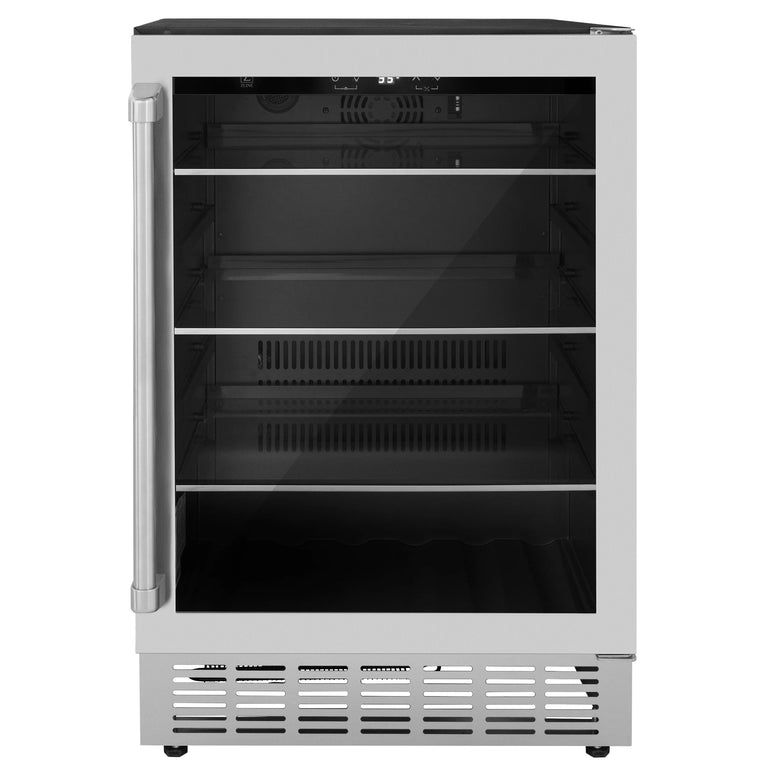 ZLINE Appliance Package - 48" Dual Fuel Range, Range Hood, Refrigerator with Water and Ice Dispenser, Microwave Drawer, Dishwasher and Beverage Fridge