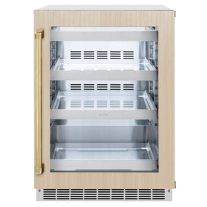 ZLINE Autograph 24" Touchstone 151 Can Beverage Fridge with Panel Ready Glass Door and Polished Gold Handle,  RBSPOZ-24-G