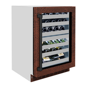 ZLINE 24" Touchstone Dual Zone 44 Bottle Wine Cooler with Hand Hammered Copper Glass Door, RWDO-HH-24