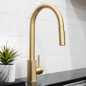 ZLINE Rubicon Pull Down Single Handle Kitchen Faucet in Champagne Bronze, RBCN1-KF-CB