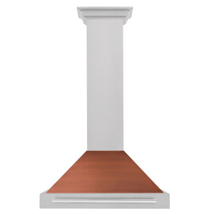 ZLINE 30" 400 CFM Convertible Fingerprint Resistant DuraSnow Stainless Steel Range Hood with Copper Shell and Stainless Steel Handle, KB4SNX-C-30