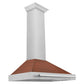 ZLINE 36" 400 CFM Convertible Fingerprint Resistant DuraSnow Stainless Steel Range Hood with Copper Shell and Stainless Steel Handle, KB4SNX-C-36