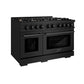 ZLINE 48" 6.7 cu. ft. Select Double Oven Dual Fuel Range in Black Stainless Steel with 8 Brass Burners, HDRB-BR-48