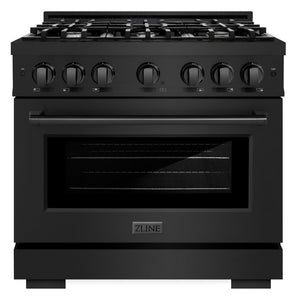 ZLINE 36" 5.2 cu. ft. Select Dual Fuel Range with 6 Burners in Black Stainless Steel, HDRB-36