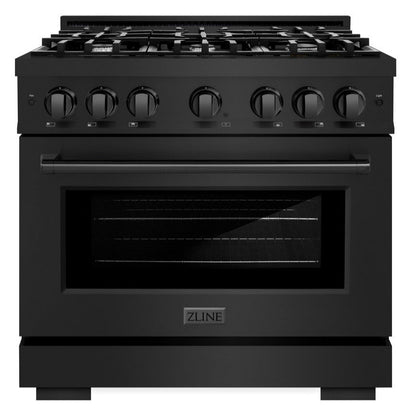 ZLINE 36" 5.2 cu. ft. Select Dual Fuel Range with 6 Burners in Black Stainless Steel, HDRB-36