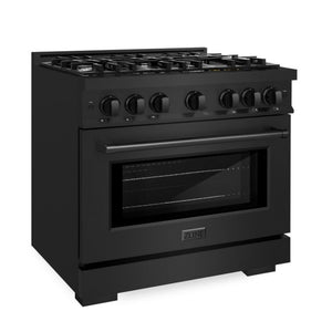 ZLINE 36" 5.2 cu. ft. Select Dual Fuel Range with 6 Burners in Black Stainless Steel, HDRB-36