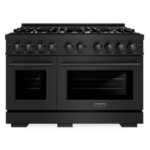 ZLINE 48" 6.7 cu. ft. Select Double Oven Dual Fuel Range with 8 Burners in Black Stainless Steel, HDRB-48