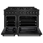 ZLINE 48" 6.7 cu. ft. Select Double Oven Dual Fuel Range with 8 Burners in Black Stainless Steel, HDRB-48