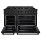 ZLINE 48" 6.7 cu. ft. Select Double Oven Gas Range in Black Stainless Steel with 8 Brass Burners, HGRB-BR-48