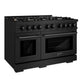 ZLINE 48" 6.7 cu. ft. Select Double Oven Gas Range in Black Stainless Steel with 8 Brass Burners, HGRB-BR-48