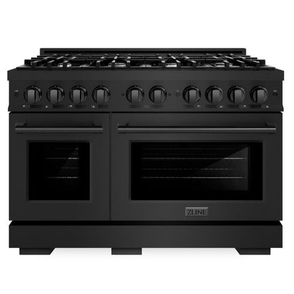 ZLINE 48" 6.7 cu. ft. Select Double Oven Gas Range with 8 Burners in Black Stainless Steel, HGRB-48