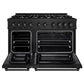 ZLINE 48" 6.7 cu. ft. Select Double Oven Gas Range with 8 Burners in Black Stainless Steel, HGRB-48