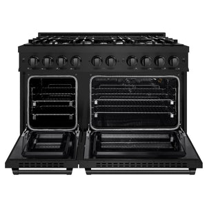 ZLINE 48" 6.7 cu. ft. Select Double Oven Gas Range with 8 Burners in Black Stainless Steel, HGRB-48