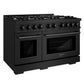 ZLINE 48" 6.7 cu. ft. Select Double Oven Gas Range with 8 Burners in Black Stainless Steel, HGRB-48
