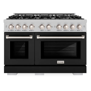 ZLINE 30" 4.2 cu. ft. Select Gas Range with 4 Burners in DuraSnow® Stainless Steel with Black Matte Door, HGRS-BLM-30