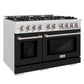 ZLINE 48" 6.7 cu. ft. Select Double Oven Gas Range with 8 Burners in DuraSnow® Stainless Steel with Black Matte Doors, HGRS-BLM-48