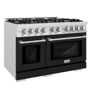 ZLINE 30" 4.2 cu. ft. Select Gas Range with 4 Burners in DuraSnow® Stainless Steel with Black Matte Door, HGRS-BLM-30