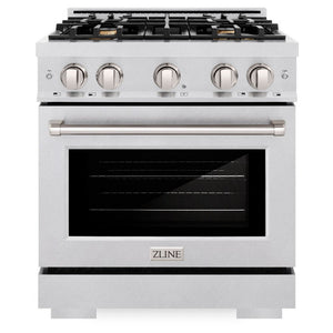 ZLINE 30" 4.2 cu. ft. Select Dual Fuel Range withs in DuraSnow® Stainless Steel with 4 Brass Burners, HDRS-BR-30