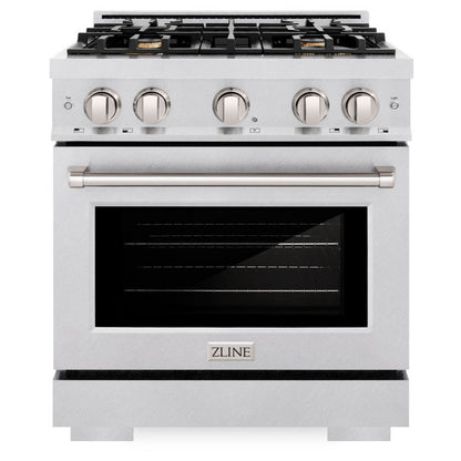 ZLINE 30" 4.2 cu. ft. Select Dual Fuel Range withs in DuraSnow® Stainless Steel with 4 Brass Burners, HDRS-BR-30
