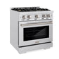 ZLINE 30" 4.2 cu. ft. Select Dual Fuel Range withs in DuraSnow® Stainless Steel with 4 Brass Burners, HDRS-BR-30