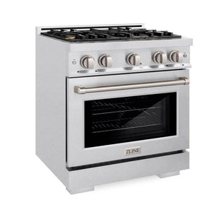 ZLINE 30" 4.2 cu. ft. Select Dual Fuel Range withs in DuraSnow® Stainless Steel with 4 Brass Burners, HDRS-BR-30