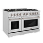 ZLINE 48" 6.7 cu. ft. Select Double Oven Dual Fuel Range in DuraSnow® Stainless Steel with 8 Brass Burners, HDRS-BR-48