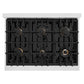 ZLINE Autograph 36" 5.2 cu. ft. Select Dual Fuel Range with 6 Burners in DuraSnow® Stainless Steel with Black Matte Door and Champagne Bronze Accents, HDRSZ-BLM-36-CB