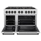 ZLINE Autograph 48" 6.7 cu. ft. Select Double Oven Dual Fuel Range with 8 Burners in DuraSnow® Stainless Steel and Matte Black Accents, HDRSZ-48-MB